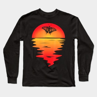 Butterfly vaporwave sunset butter fly synthwave Long Sleeve T-Shirt